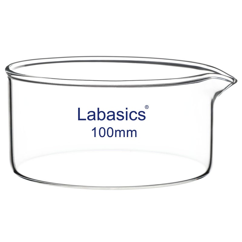 Labasics Crystallizing Dish with Spout and Heavy-Duty Rim, Thick-Walled Design High Borosilicate Glass Reusable Crystallizing Dishes for Crystallization and Evaporation, 300 ml Capacity OD 100 mm - Image 1